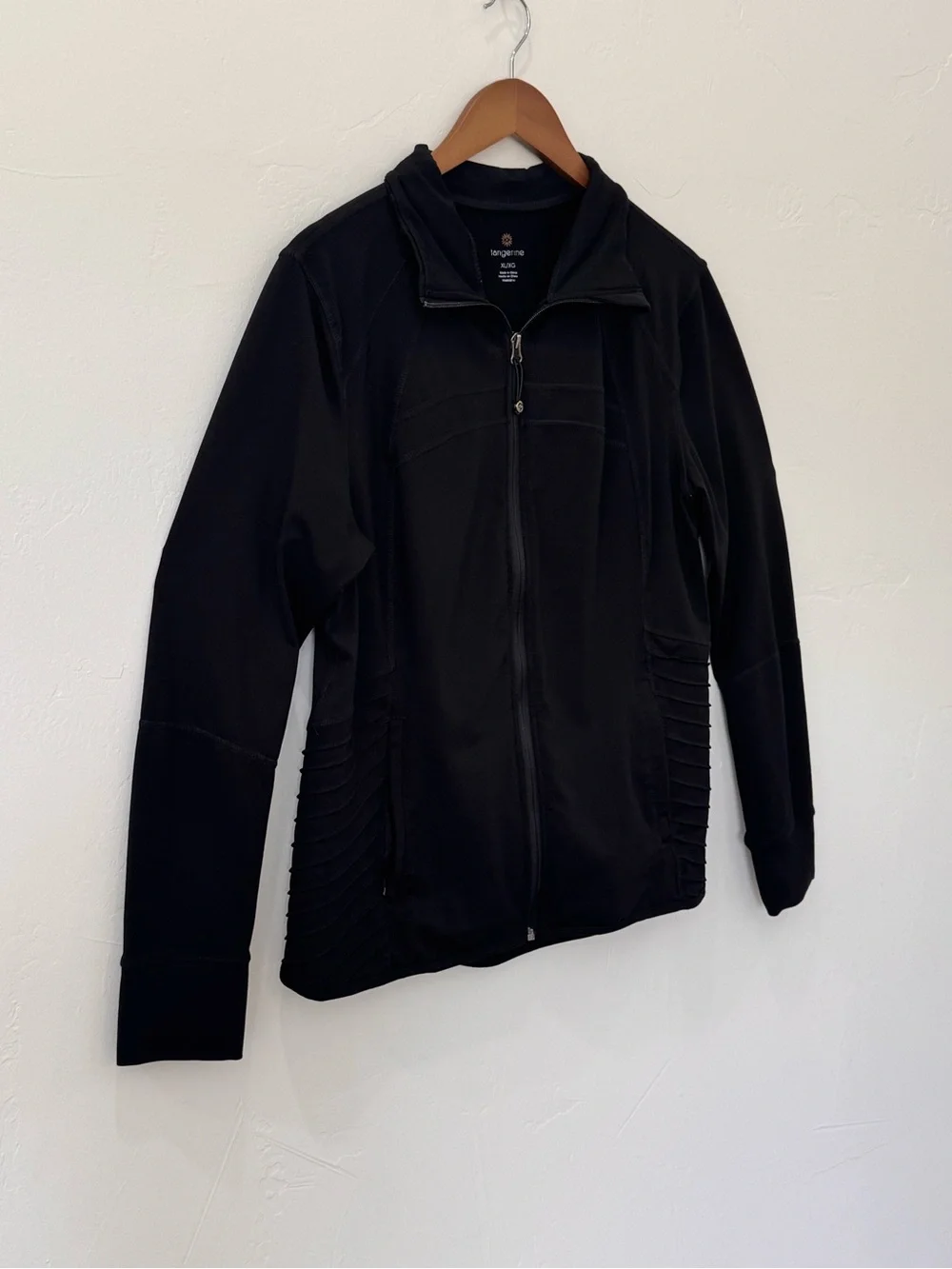 Tangerine Womens Black Full Zip Mock Neck Athletic Jacket Size XL
